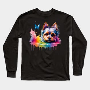 Yorkie Water Color T-shirt Long Sleeve T-Shirt